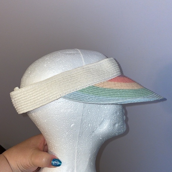 Unbranded Rainbow Paper Straw Visor Hat Adjustable Velcro Back Strap OS - Picture 5 of 11